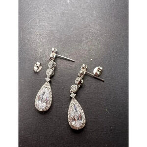 Teardrop CZ sterling silver dangle earrings